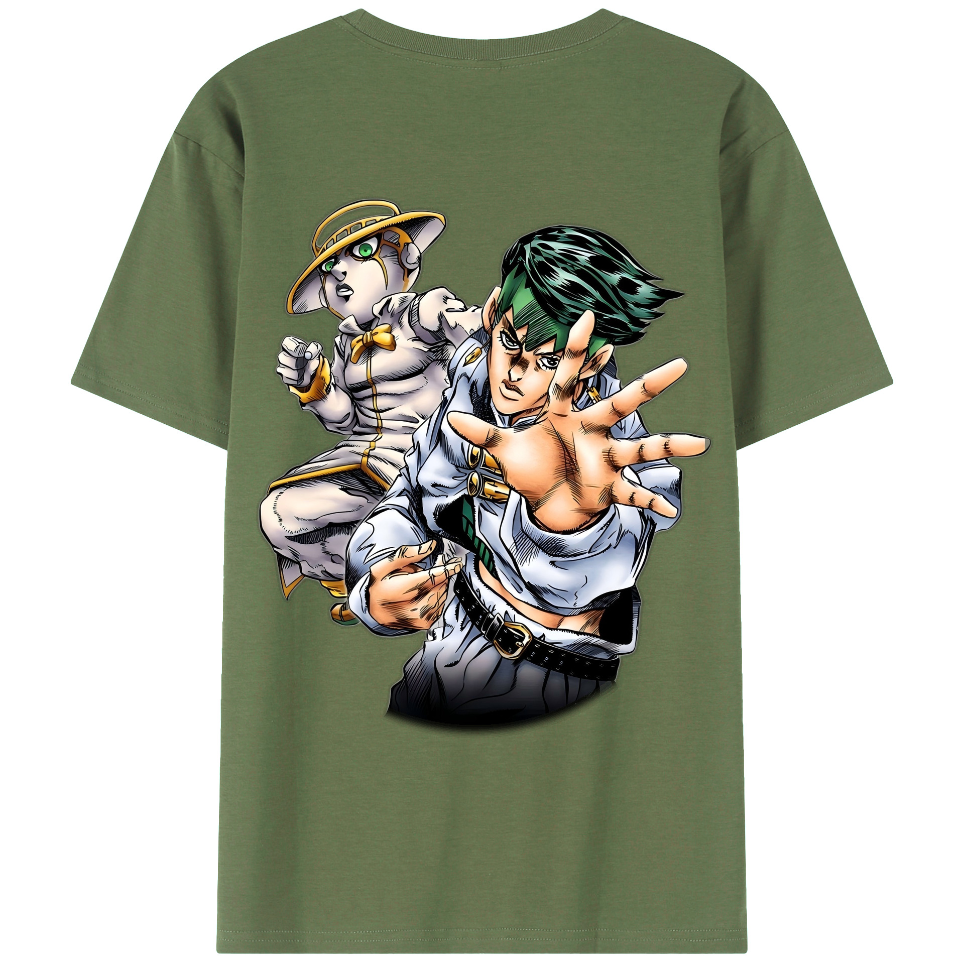 （画像用） ジョジョの奇妙な冒険 岸辺 露伴（きしべ ろはん） JoJo's Bizarre Adventure Rohan Kishibe 綿100％ メンズ半袖Tシャツ（バックプリント） 通気性